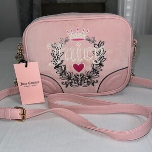 Juicy Couture Velour Crossbody Pink Diamond Heritage Bag $79 NWT